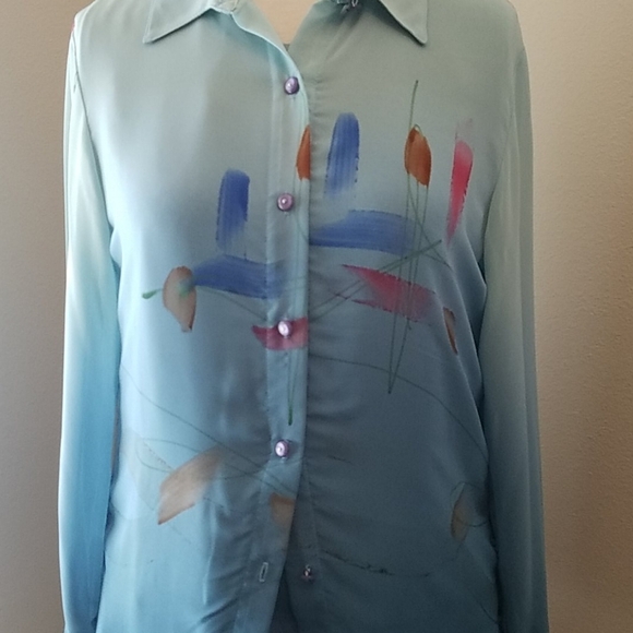 Vintage Palisades Hand Painted Blue Shirt Set - Picture 2 of 10